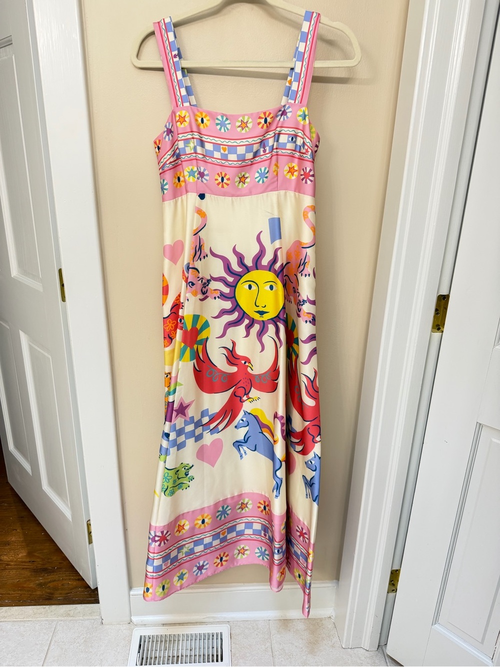 Alden Adair Cream Maxi Dress Colorful Sun Motif